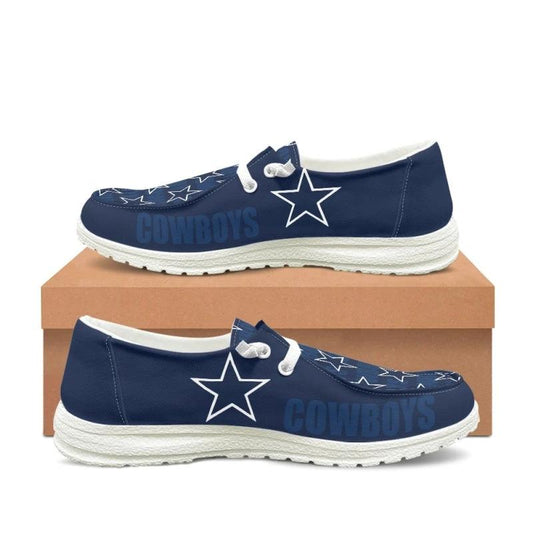 Dallas Cowboys Navy Team Name Logo Canvas Sneaker Shoes For Men Women Fans by Crocs