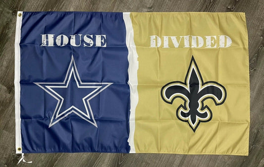 Dallas Cowboys vs New Orleans Saints House Divided Flag 3x5 ft Banner Man-Cave by flagsjustdoit
