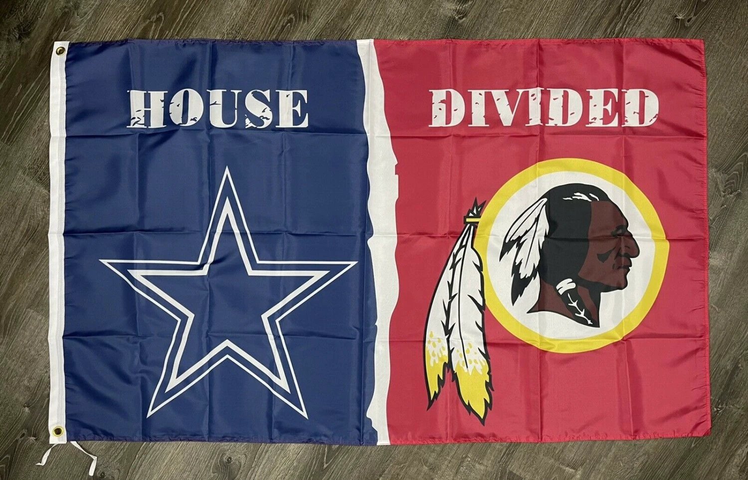Dallas Cowboys vs Washington Redskins House Divided Flag 3x5 ft Sports Banner by flagsjustdoit