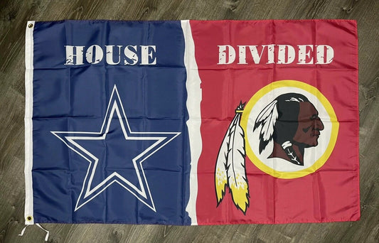 Dallas Cowboys vs Washington Redskins House Divided Flag 3x5 ft Sports Banner by flagsjustdoit