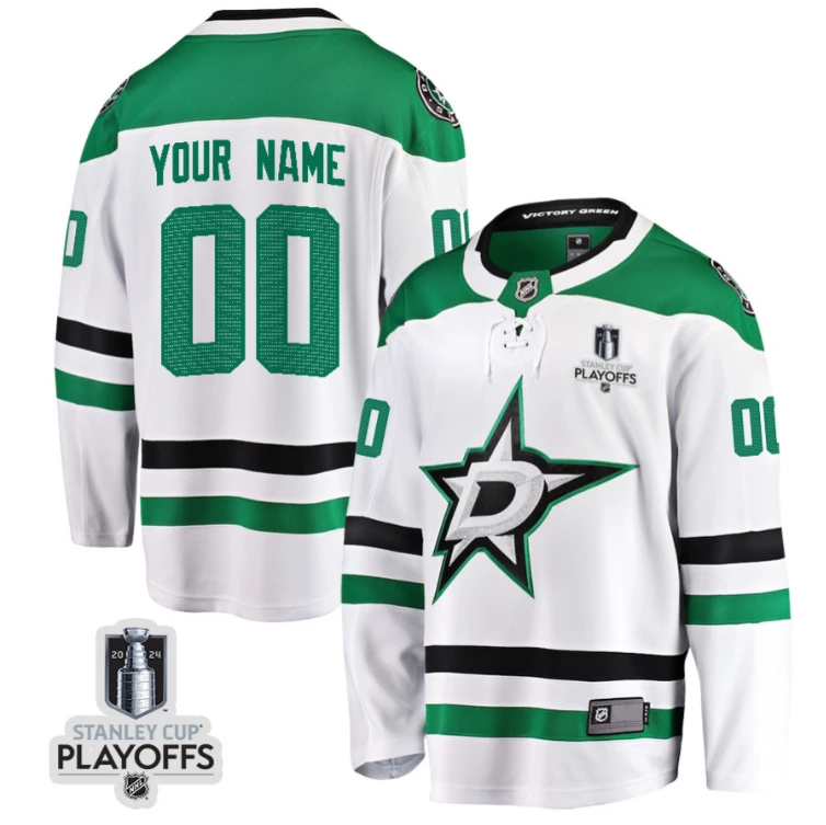 Dallas Stars 2024 NHL Playoffs Patch Away Breakaway Jersey Customized - Men by Hockey David