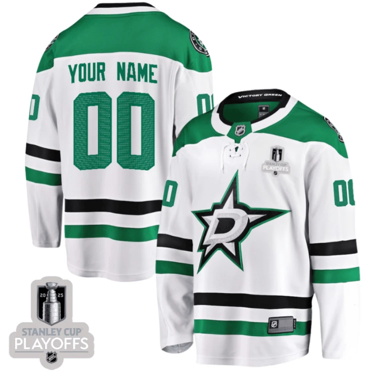 Dallas Stars 2025 NHL Playoffs Patch Away Men Custom Jersey - White by Hockey David