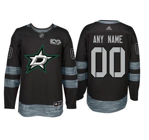 Dallas Stars Black 1917-2017 100th Anniversary Stitched NHL Custom Jersey by Hockey David