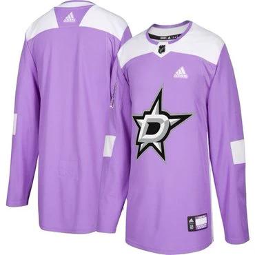 Dallas Stars Purple Pink Custom Hockey Fights Cancer Practice Jersey by Hockey David