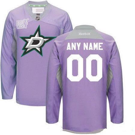 Dallas Stars Purple Pink Custom Reebok Hockey Fights Cancer Practice Jersey by Hockey David