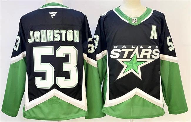 Dallas Stars #53 Wyatt Johnston Black 2025-26 With A Patch Alternate Stitched Hockey Jersey by Hockey David