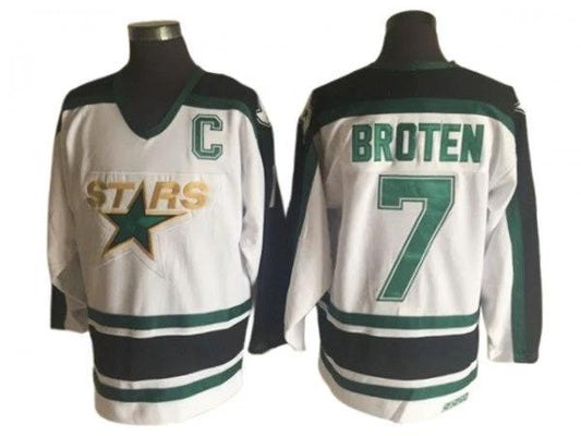 Dallas Stars #7 Neal Broten White 1990's Vintage CCM Jersey by Hockey David