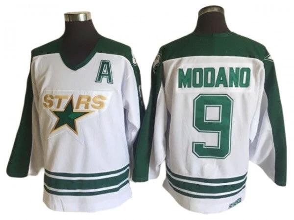 Dallas Stars #9 Mike Modano White Vintage CCM Jersey by Hockey David