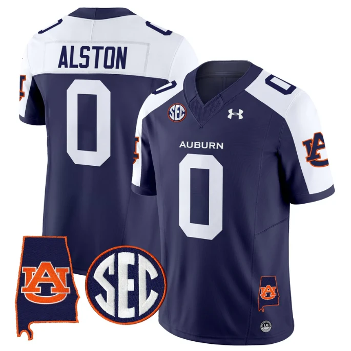 Damari Alston Jersey #0 Auburn Tigers 2025 Alabama Patch Stitched Navy Alter by My Store NCAA Football Jerseys