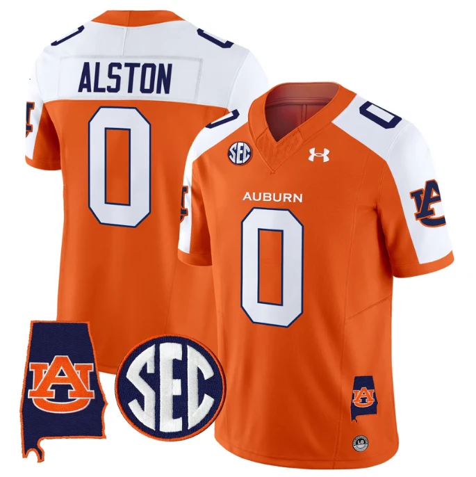Damari Alston Jersey #0 Auburn Tigers 2025 Alabama Patch Stitched Orange Alter by My Store NCAA Football Jerseys