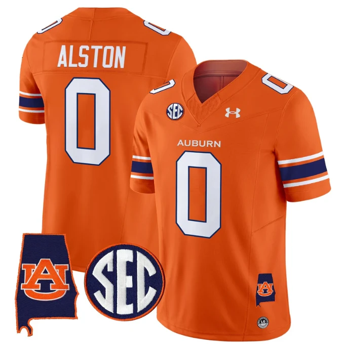 Damari Alston Jersey #0 Auburn Tigers 2025 Alabama Patch Stitched by My Store NCAA Football Jerseys
