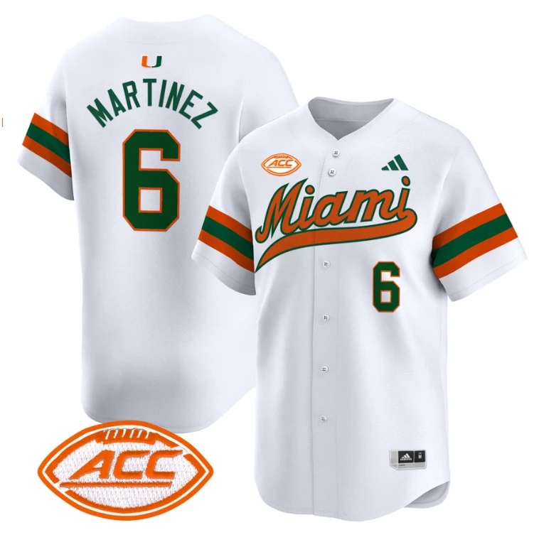 Damien Martinez Jersey #6 Miami Hurricanes 2024 Baseball White by My Store