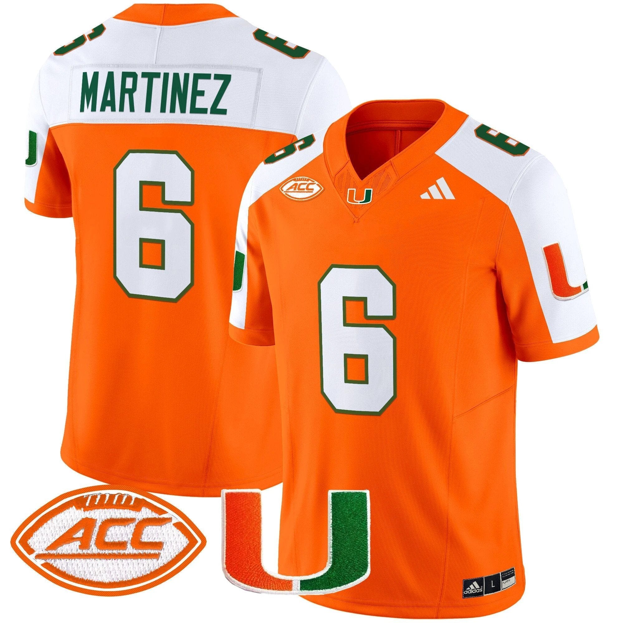 Damien Martinez Jersey #6 Miami Hurricanes 2025 Limited Stitched Orange Alternate by My Store