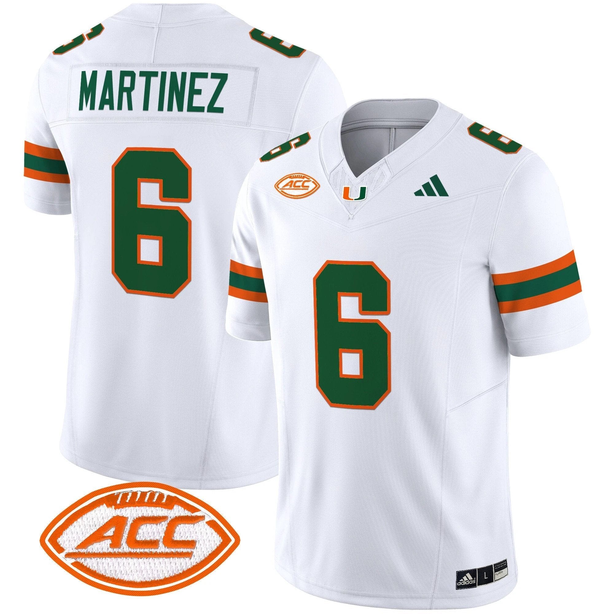 Damien Martinez Jersey #6 Miami Hurricanes 2025 Limited Stitched White by My Store