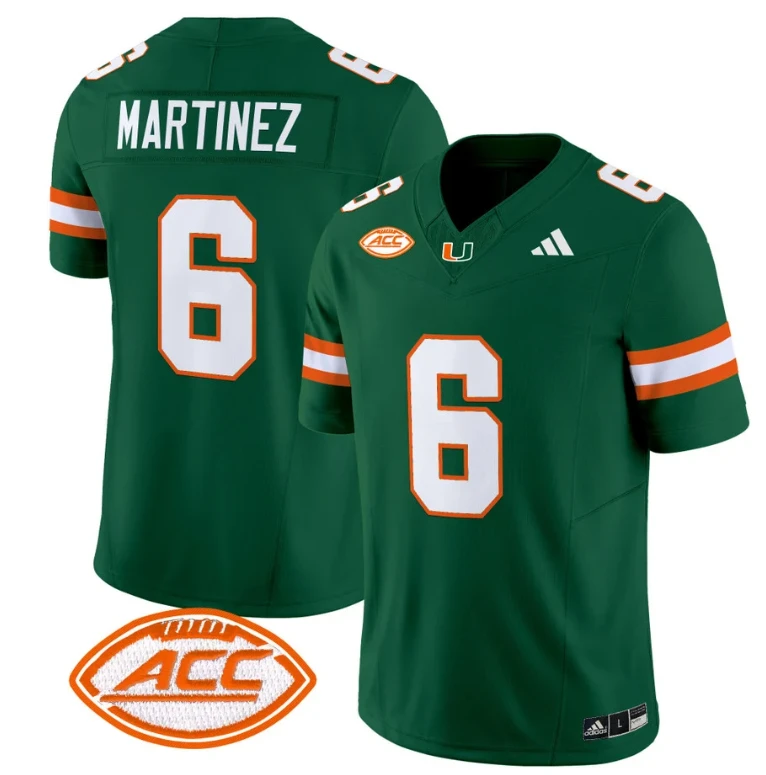 Damien Martinez Jersey #6 Miami Hurricanes Vapor Football Stitched Green by My Store