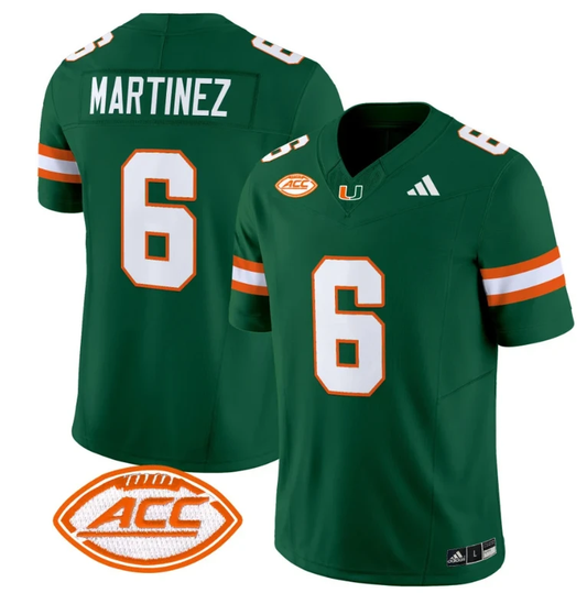 Damien Martinez Jersey #6 Miami Hurricanes Vapor Football Stitched Green by My Store