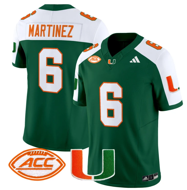 Damien Martinez Jersey #6 Miami Hurricanes Vapor Football Stitched Green Alternate by My Store