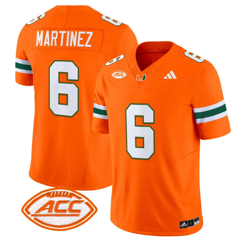 Damien Martinez Jersey #6 Miami Hurricanes Vapor Football Stitched Orange by My Store