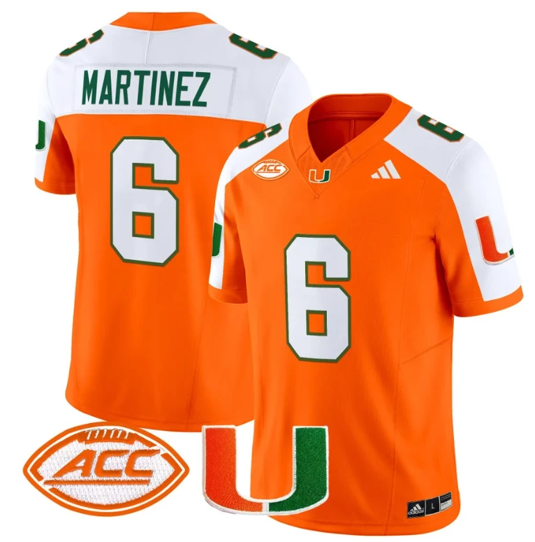 Damien Martinez Jersey #6 Miami Hurricanes Vapor Football Stitched Orange Alternate by My Store