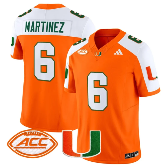 Damien Martinez Jersey #6 Miami Hurricanes Vapor Football Stitched Orange Alternate by My Store
