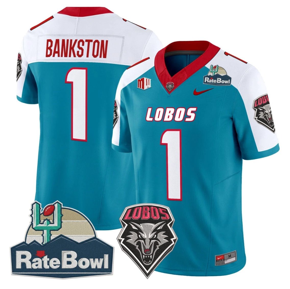 Damon Bankston Jersey #1 New Mexico Lobos 2025 Rate Bowl Vapor Stitched Alternnate by NCAA Football Jersey