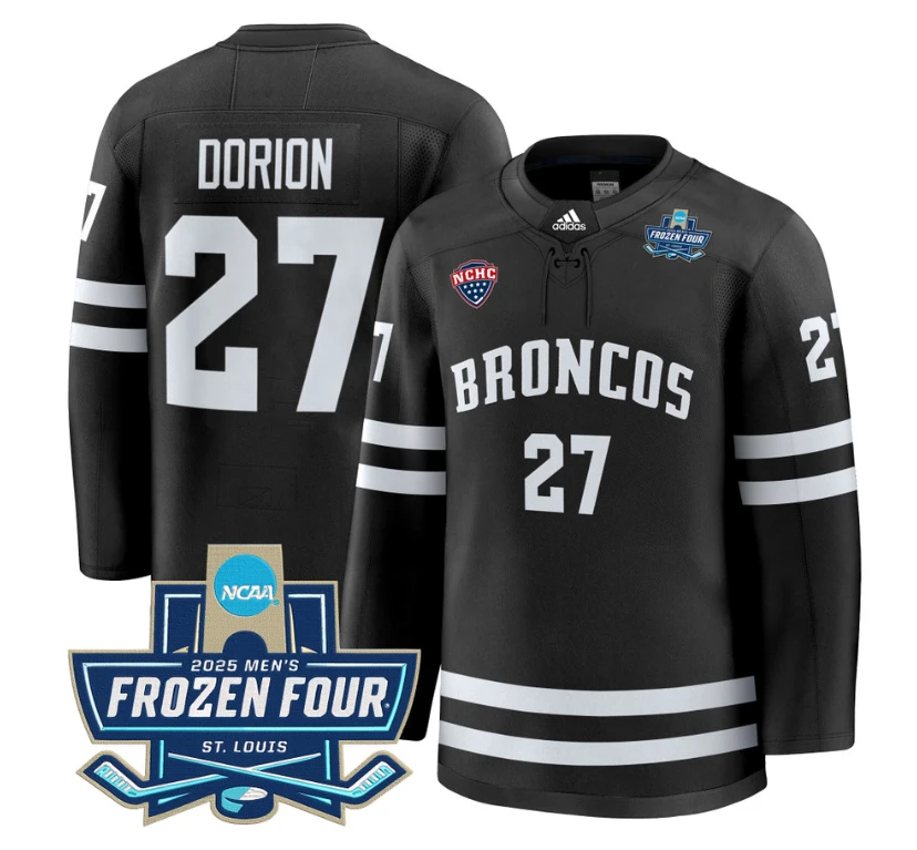 Dan Dorion Jersey #27 Western Michigan Broncos 2025 Frozen Four Patch Stitched Black by Hockey David