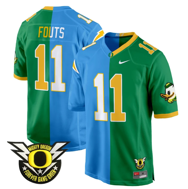 Dan Fouts Jersey #11 Oregon Ducks Split Game College Football All Stitched by NCAA Football Jersey