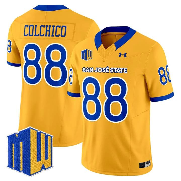 Dan Colchico Jersey #88 San José State Spartans 2025 Limited Stitched by My Store NCAA Football Jerseys