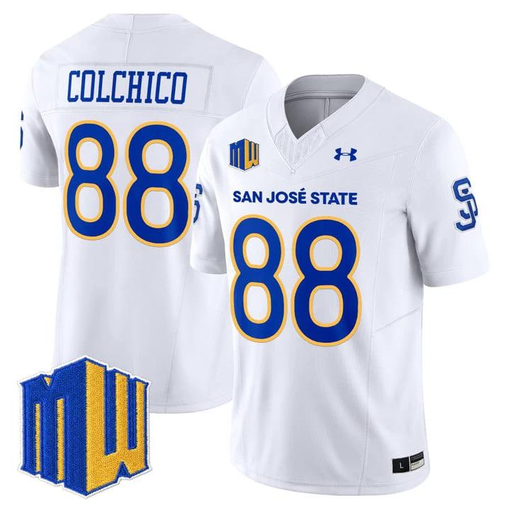 Dan Colchico Jersey #88 San José State Spartans 2025 Limited Stitched by My Store NCAA Football Jerseys