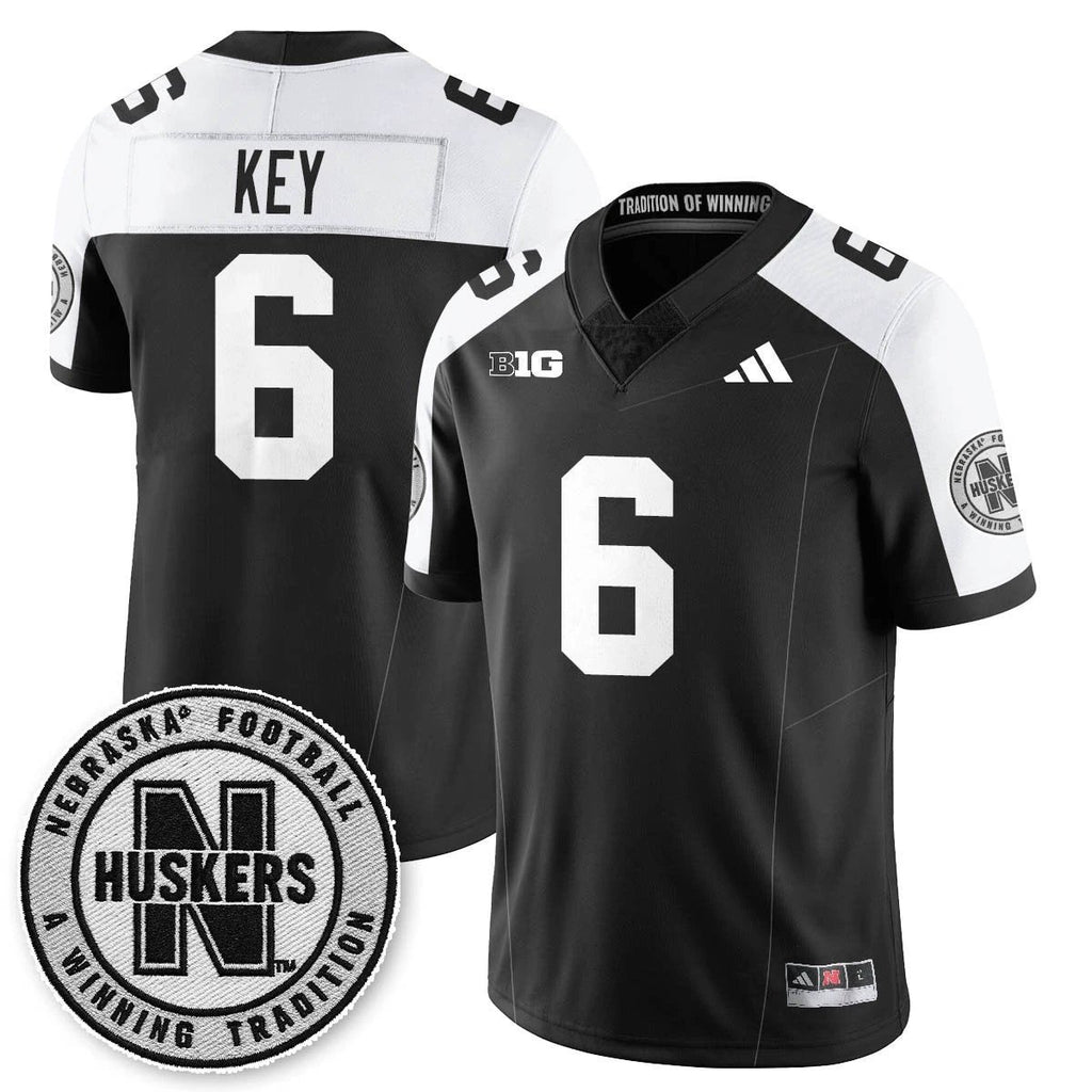 Dane Key Jersey #6 Nebraska Football 2025 Blackout Stitched Black Alter by My Store NCAA Football Jerseys