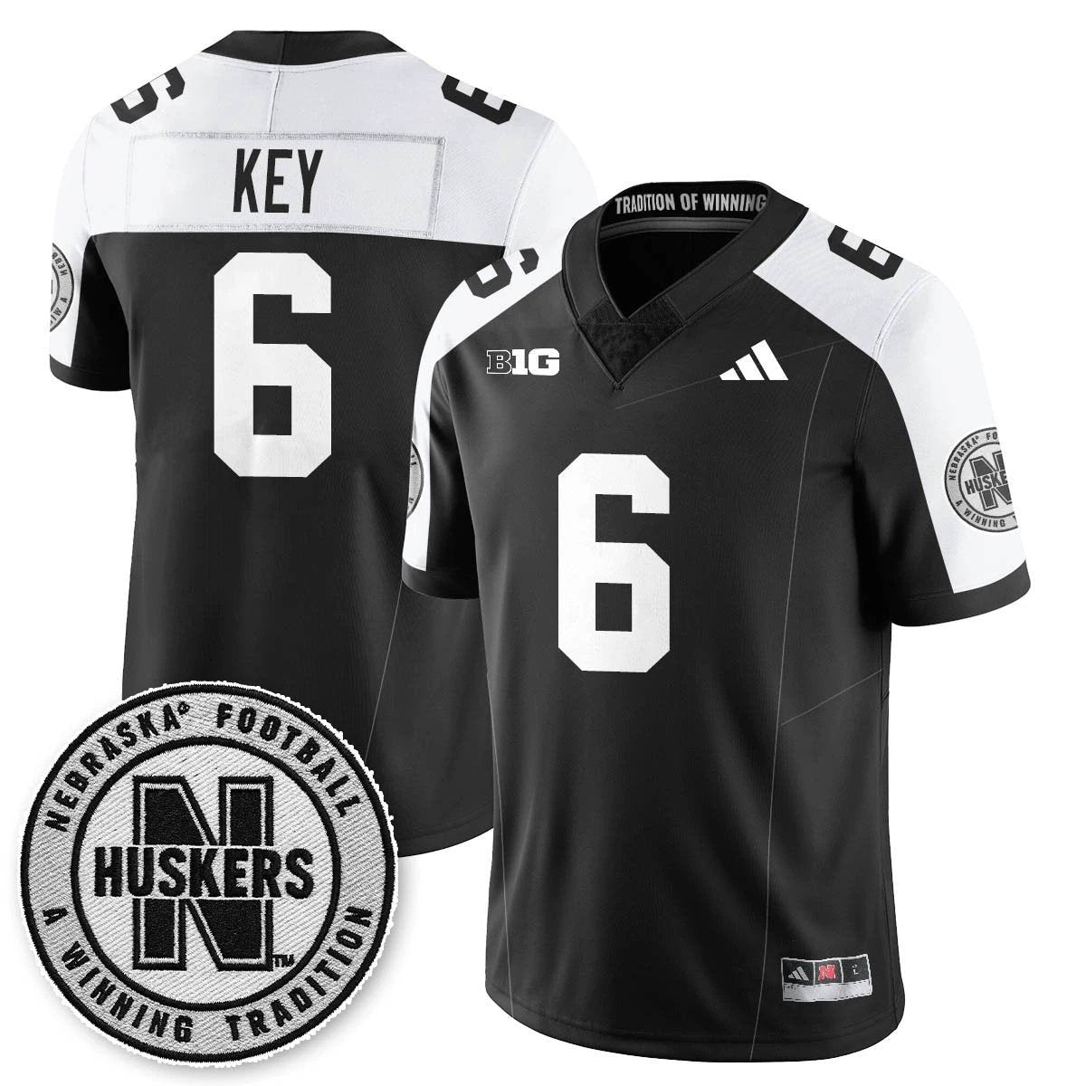Dane Key Jersey #6 Nebraska Football 2025 Blackout Stitched Black Alter by My Store NCAA Football Jerseys
