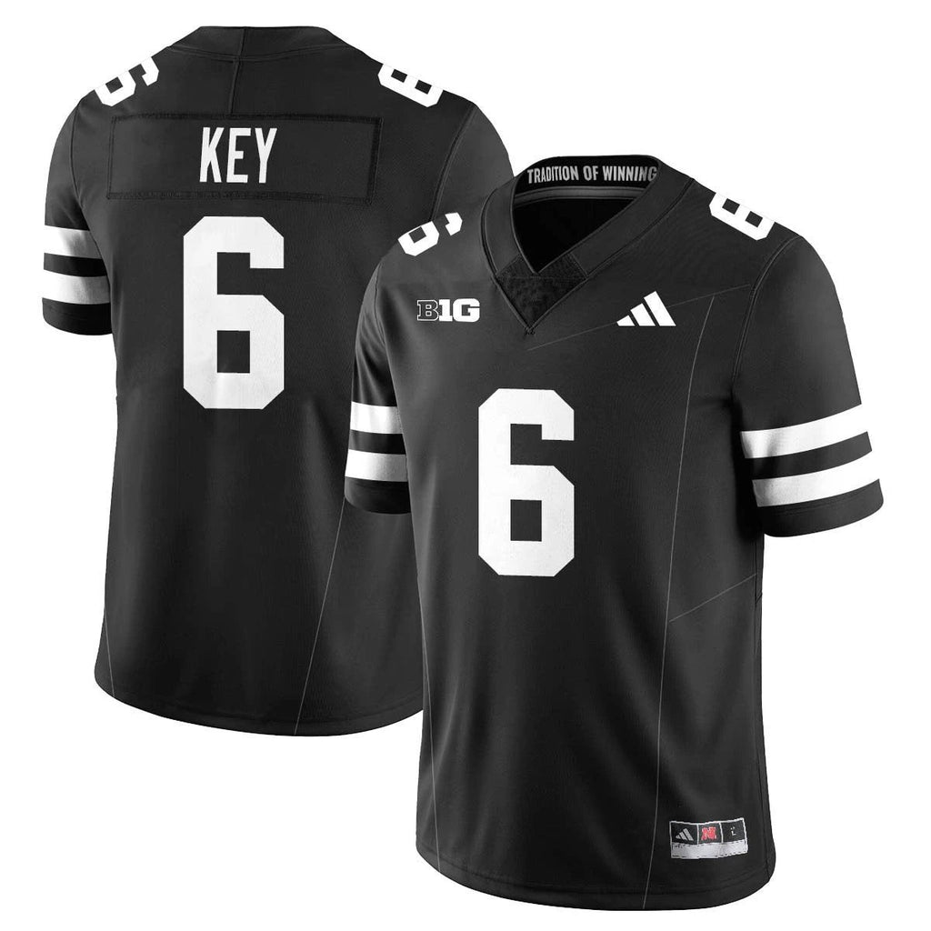 Dane Key Jersey #6 Nebraska Football 2025 Blackout Stitched Black by My Store NCAA Football Jerseys