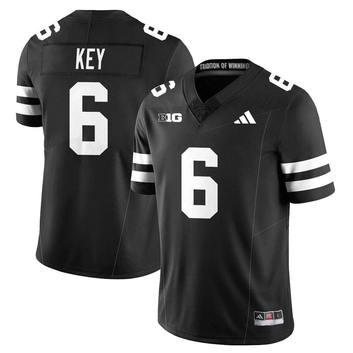Dane Key Jersey #6 Nebraska Football 2025 Blackout Stitched Black by My Store NCAA Football Jerseys
