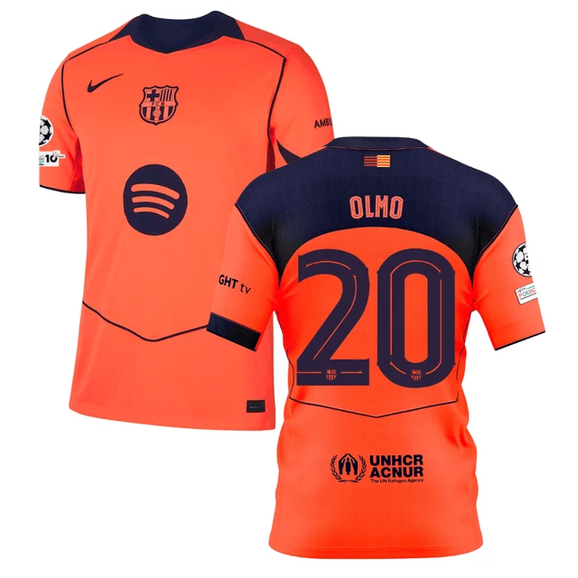 Dani Olmo 20 Barcelona 2025-26 Third Match Jersey – Orange by Soccer Jersey