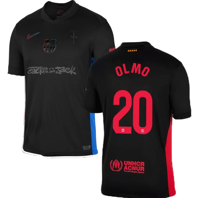 Dani Olmo #20 Barcelona x Travis Scott 2025 Away Jersey – Black by Soccer Jersey