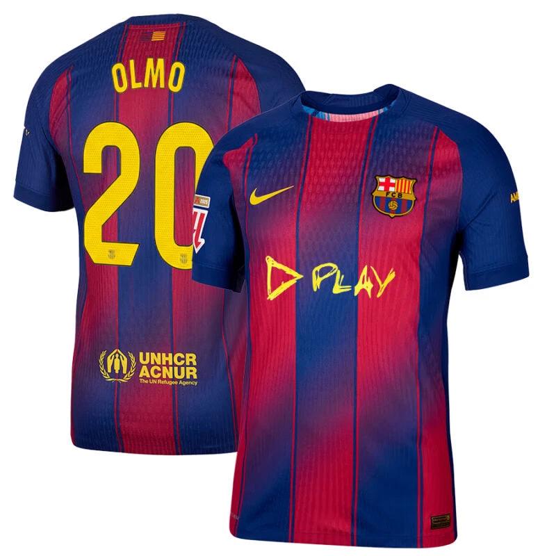 Dani Olmo #20 FC Barcelona x Ed Sheeran 2025-26 Home Match Jersey – Red blue by Soccer Jersey