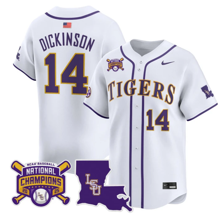 Daniel Dickinson Jersey #14 LSU Tigers 2025 World Series Champions White by My Store