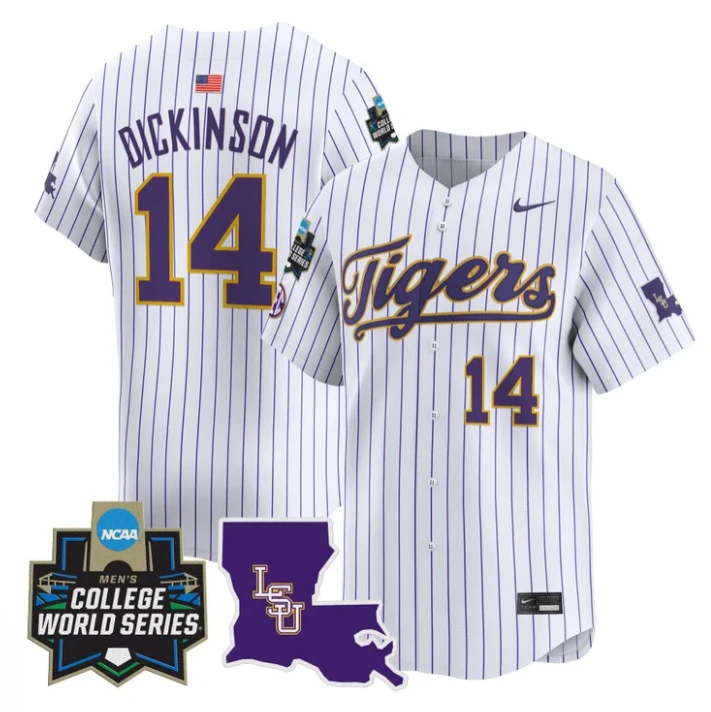Daniel Dickinson Jersey #14 LSU Tigers 2025 World Series Stitched Pinstripe by My Store