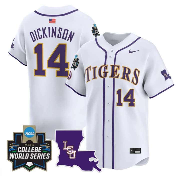 Daniel Dickinson Jersey #14 LSU Tigers 2025 World Series Stitched White by My Store