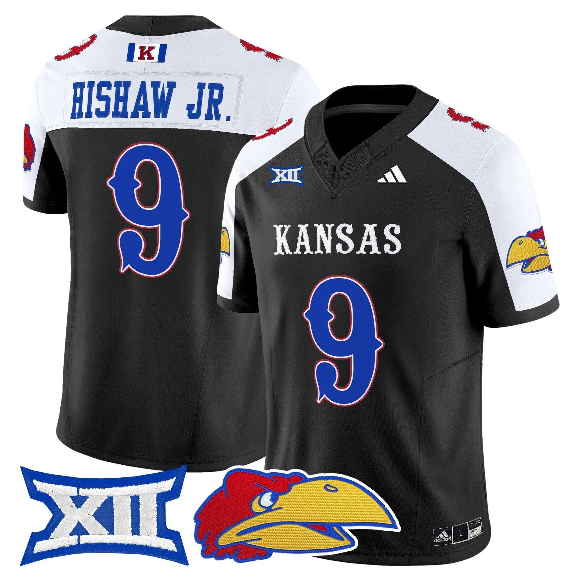Daniel Hishaw Jr Jersey #9 Kansas Jayhawks 2025 Vapor Limited Stitched Black Alter by My Store NCAA Football Jerseys