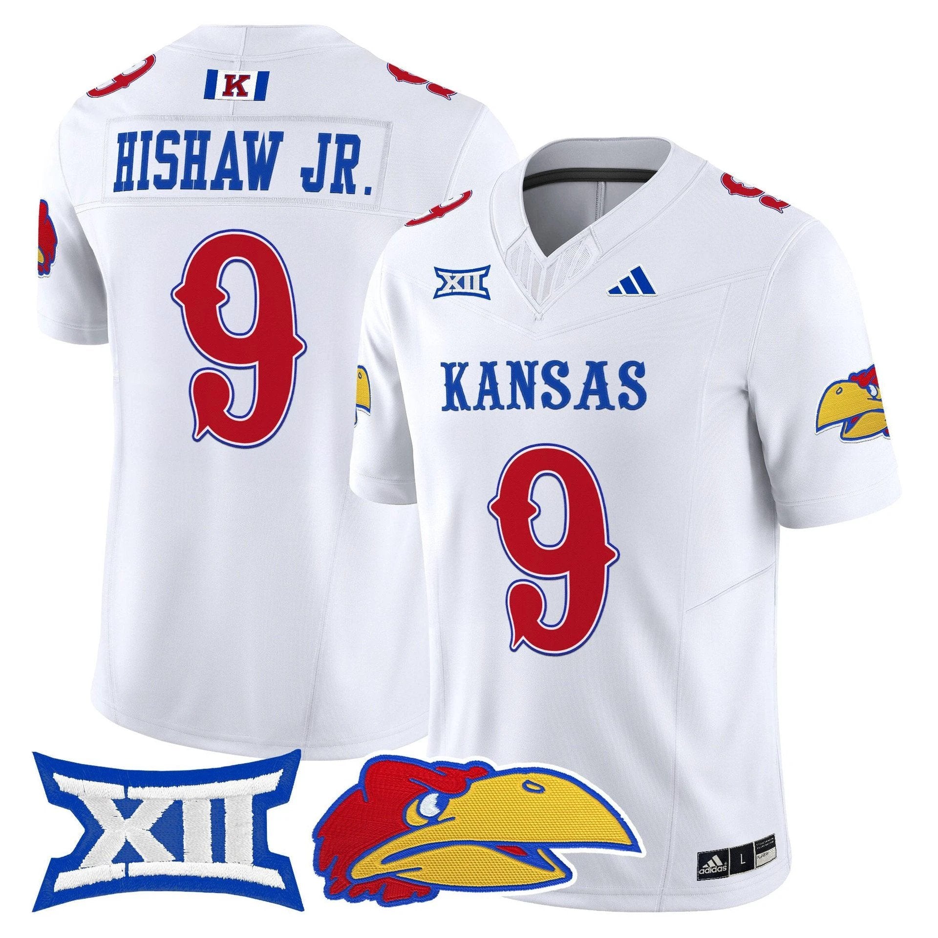 Daniel Hishaw Jr Jersey #9 Kansas Jayhawks 2025 Vapor Limited Stitched by My Store NCAA Football Jerseys