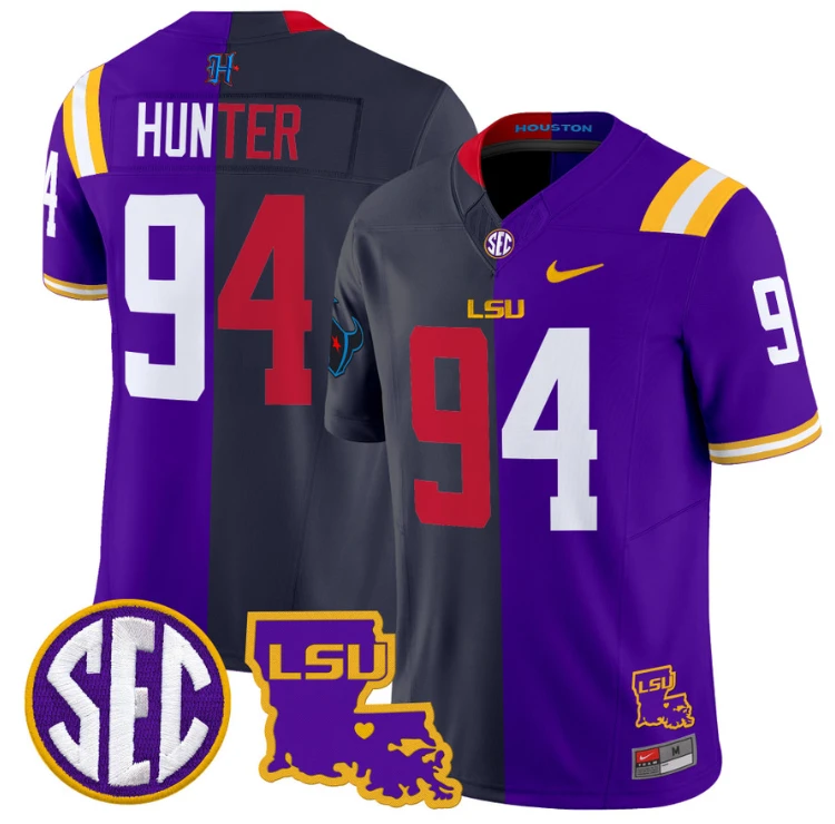 Danielle Hunter Jersey #94 LSU Tiger Split Vapor Limited Football All Stitched by NCAA Football Jersey