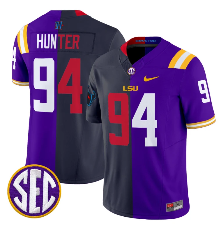 Danielle Hunter Jersey #94 LSU Tiger Split Vapor Limited V2 Football Stitched by NCAA Football Jersey