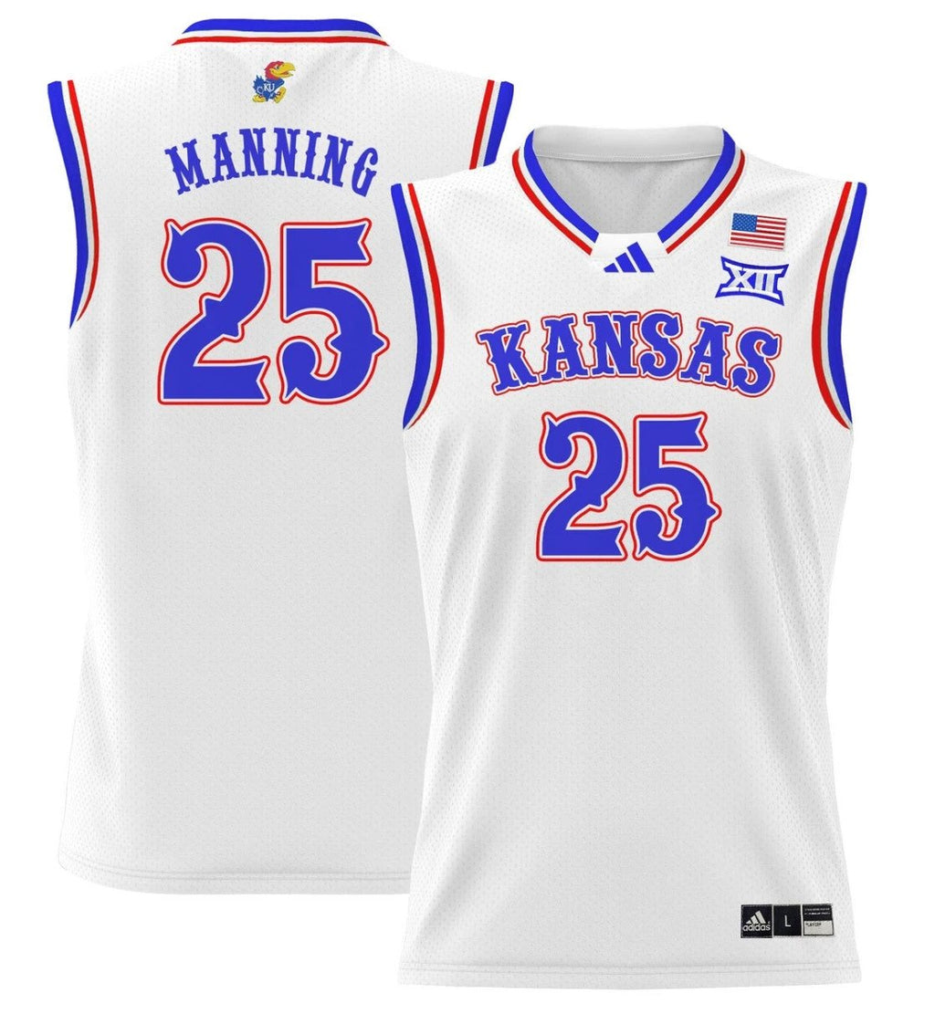 Danny Manning Jersey #25 Kansas Jayhawks 2024 Lightweight Basketball White by My store basketball