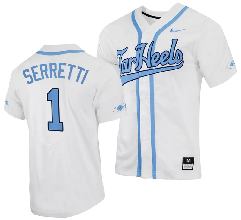 Danny Serretti Jersey #1 North Carolina Tar Heels Baseball White Full-Button by My Store