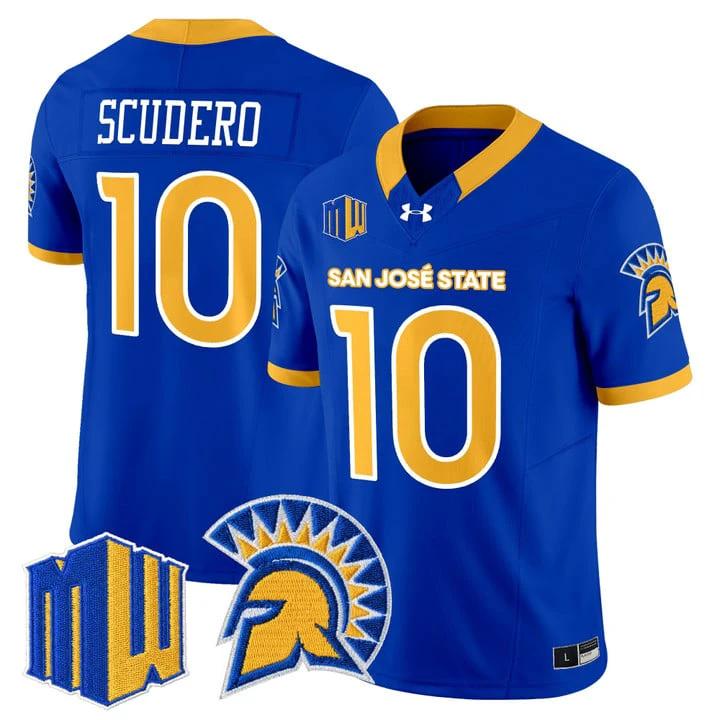Danny Scudero Jersey #10 San José State Spartans 2025 Limited Stitched by My Store NCAA Football Jerseys