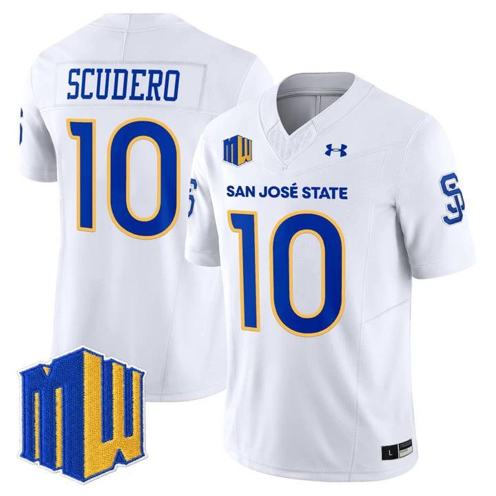 Danny Scudero Jersey #10 San José State Spartans 2025 Limited Stitched by My Store NCAA Football Jerseys