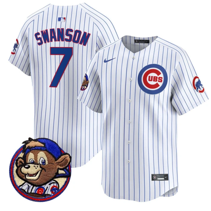 Dansby Swanson Jersey #7 Chicago Cubs Clark Patch Vapor Premier Limited Stitched Pinstripe by My Store