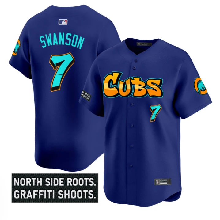 Dansby Swanson Jersey #7 Chicago Cubs Graffiti North Side Edition Stitched White by My Store
