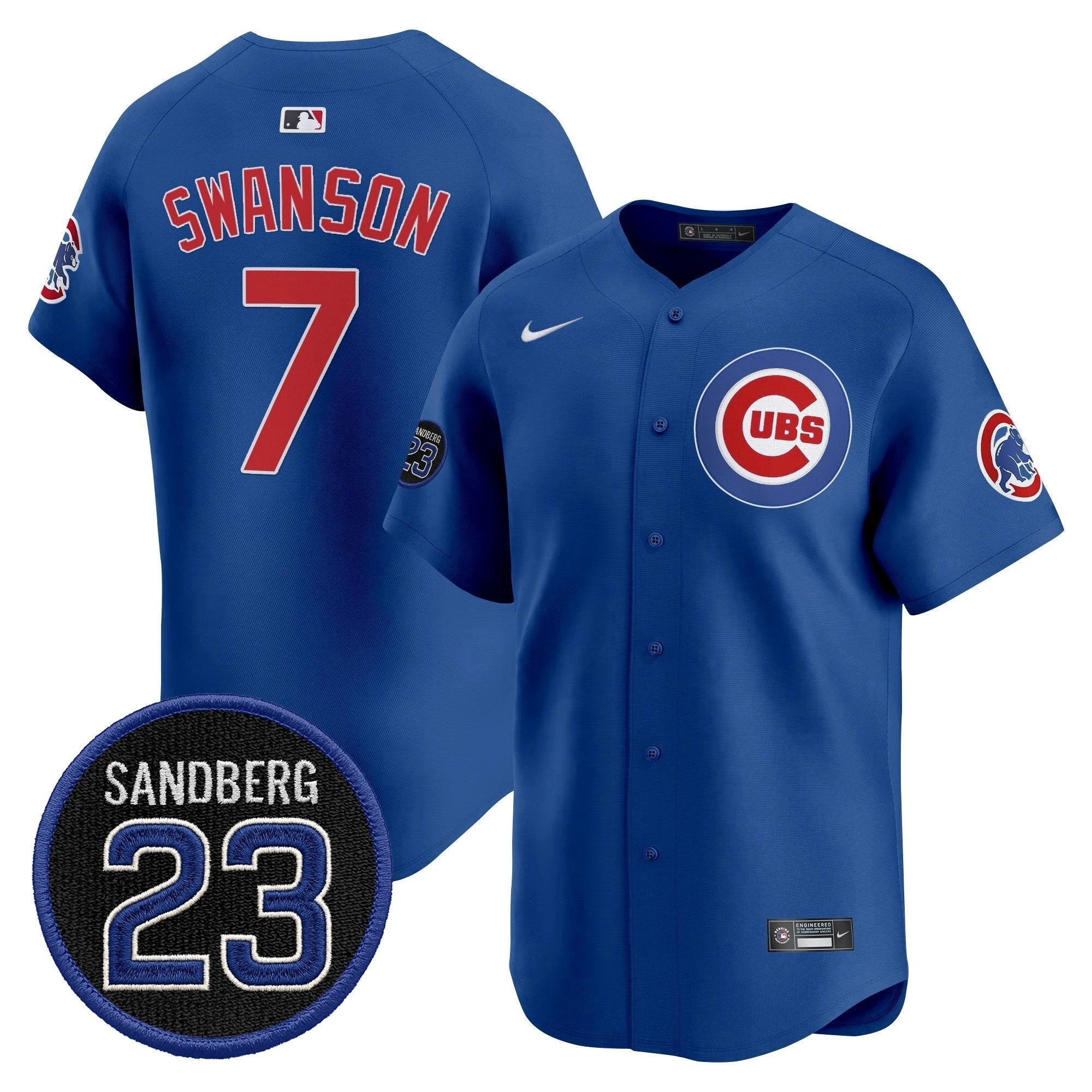 Dansby Swanson Jersey #7 Chicago Cubs Ryne Sandberg Tribute Stitched Royal by My Store